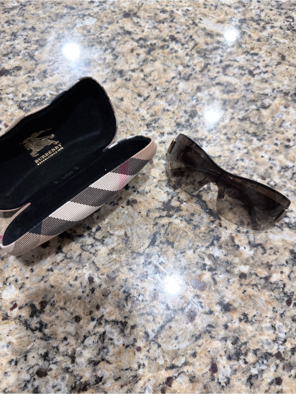Burberry Brown Gradient Shield Sunglasses with Check Hard Case